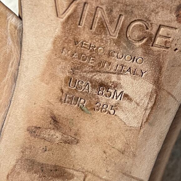 Vince Faine Leather Slingback Sandal Tan Size 8.5 - Picture 5 of 9